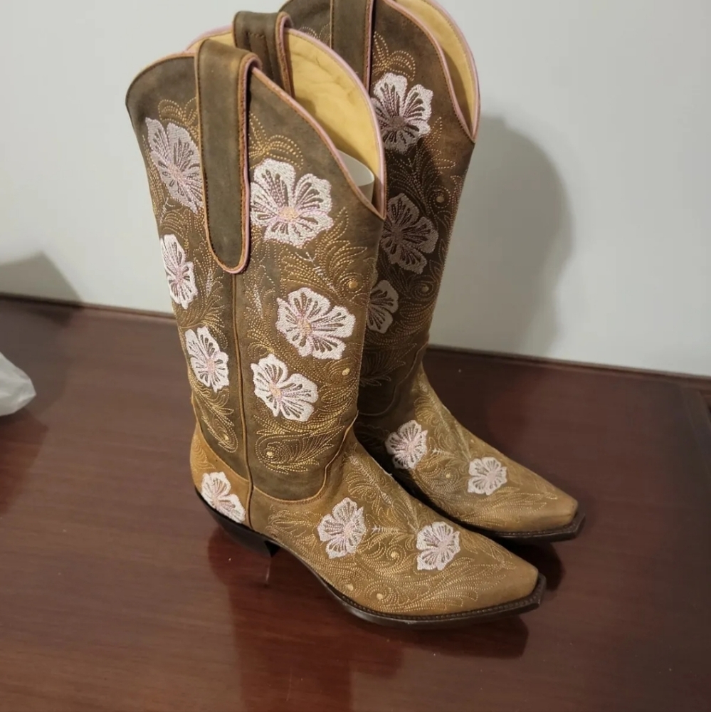 Old Gringo Ladies Western Boots Size 7.5B Floral Sheridan 13" Vintage Rust.